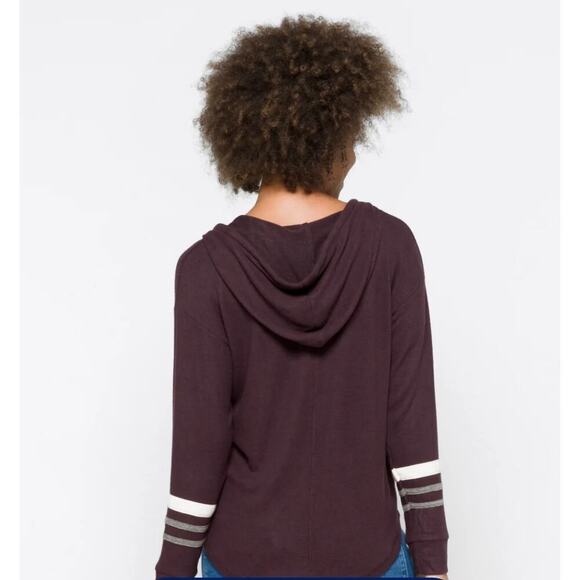 Market & Spruce Kallon Brushed Knit Hoodie Purple Pullover - Small - Picture 2 of 9